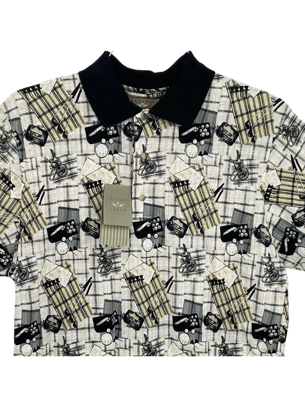 Natural Issue Men Golf Polo 100% Cotton NWT SS Breathable Cream Navy Gray Gold M